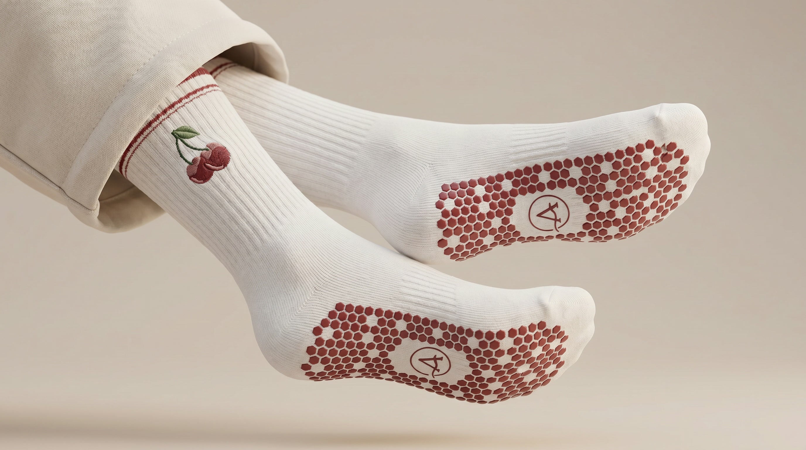 Aramé ribbed Pilates grip socks with anti-slip sole grips