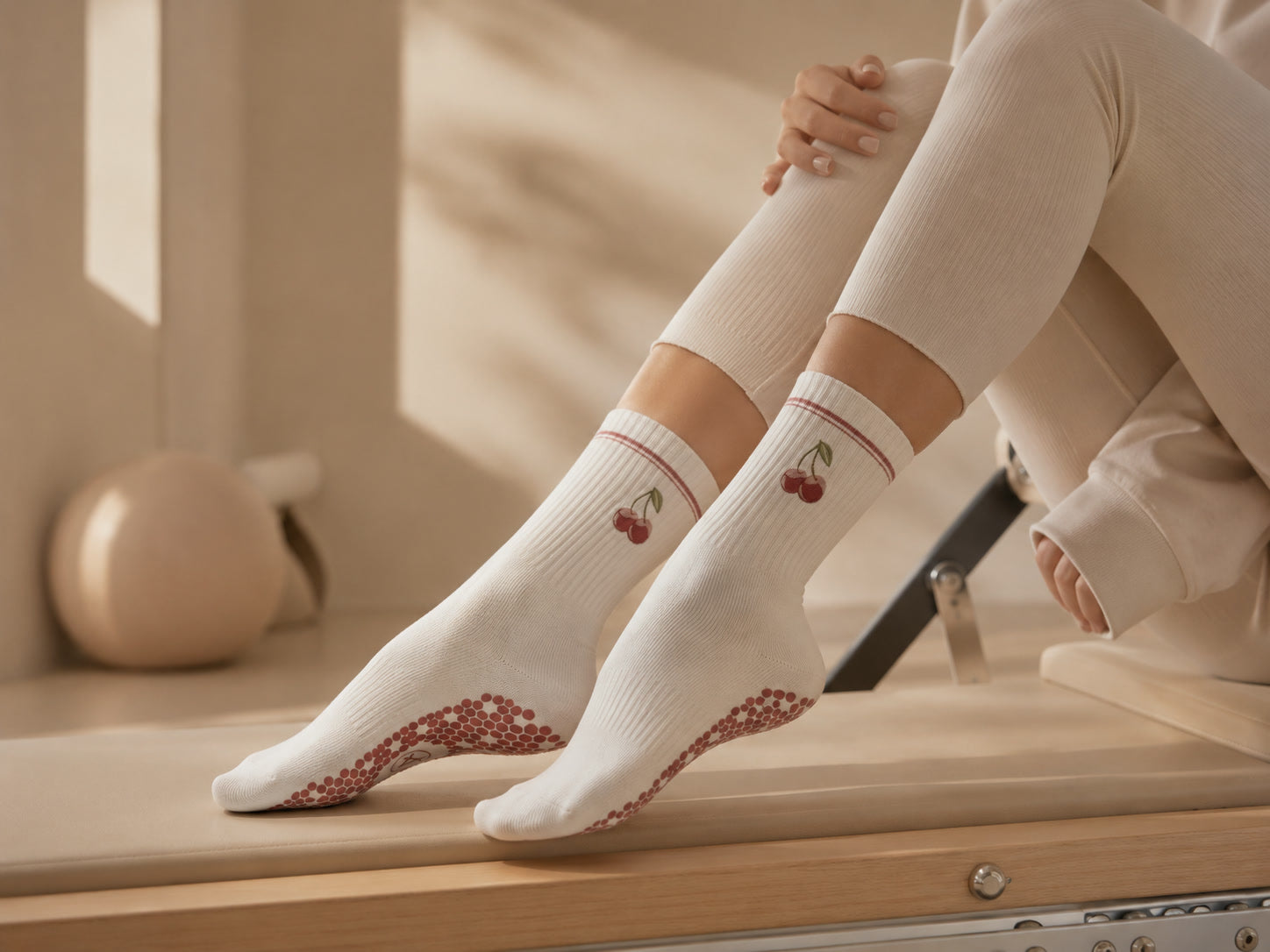 Aramé ribbed Pilates grip socks with anti-slip sole grips