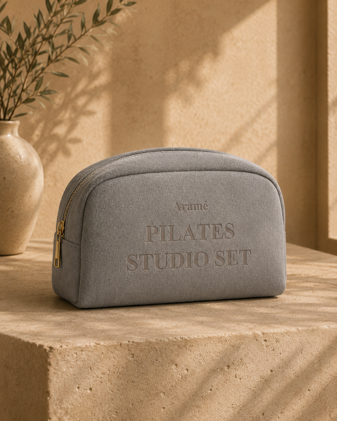 Soft Stone suede-texture Aramé Studio Set bag detail