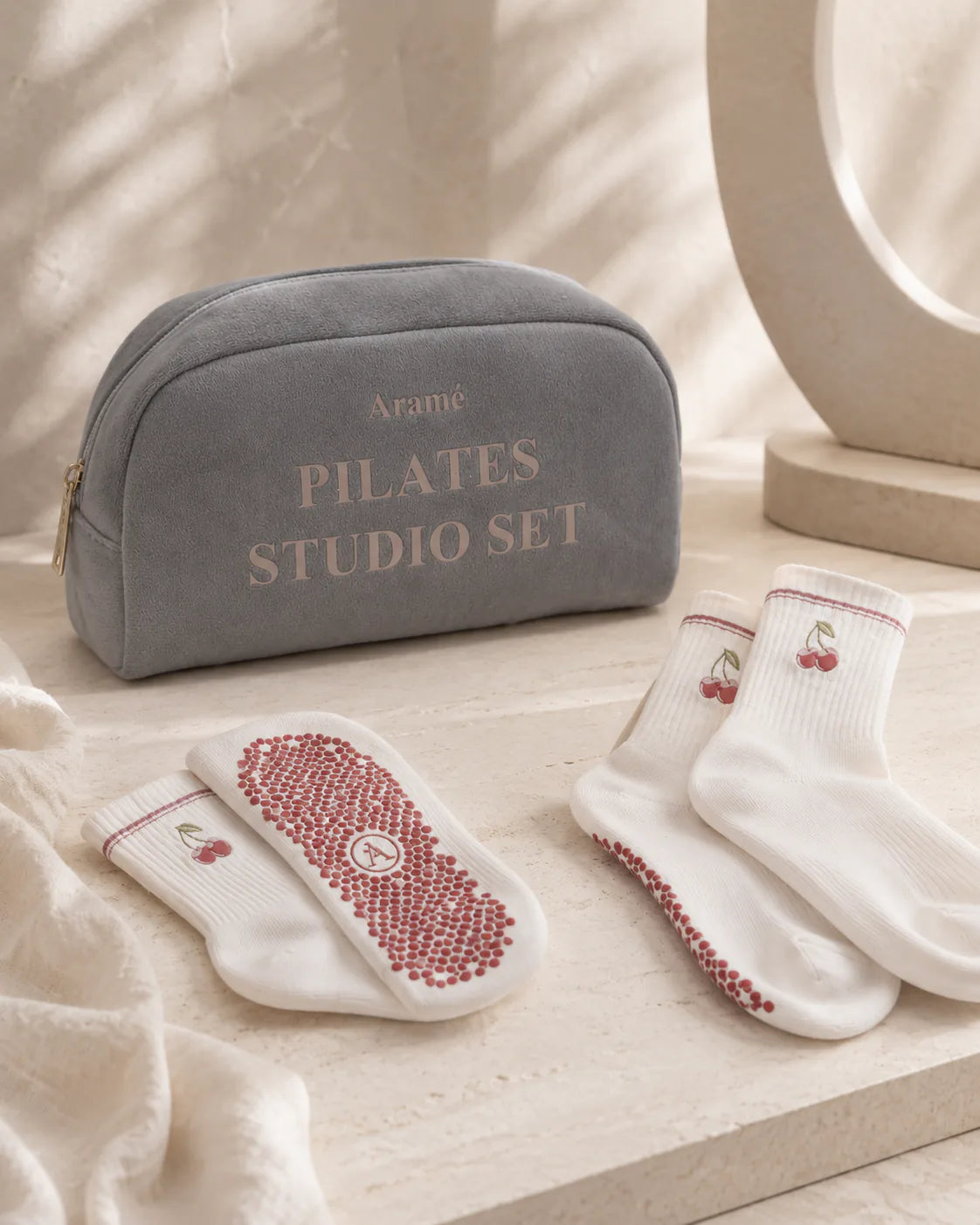 Aramé ribbed Pilates grip socks with anti-slip soles