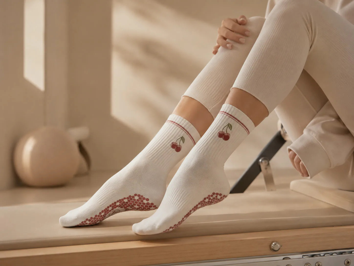 Aramé ribbed Pilates grip socks with anti-slip sole grips